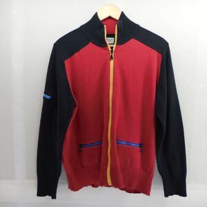 Vintage 90s Norm Thompson Men's Track Jacket Cardigan Color Block Red Black L